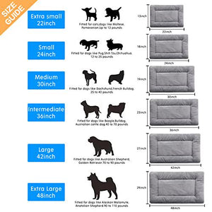 Verzey Ultra Soft Crate Pad for Large Dogs, 42 Inch, Washable Anti-Slip Kennel Bed, Gray