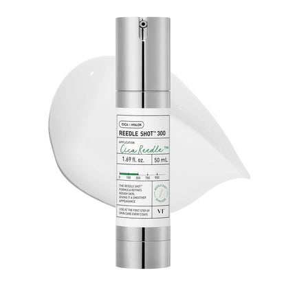 VT COSMETICS VT COSMETICS CICA Reedle Shot 300, Advanced Night Exosome, Microneedling Serum, Centella Asiatica, Hyaluronic Acid, Propolis, Soft Skin, Regeneration, Glass Skin, Korean Skin Booster 1.69Fl Oz (50ml)