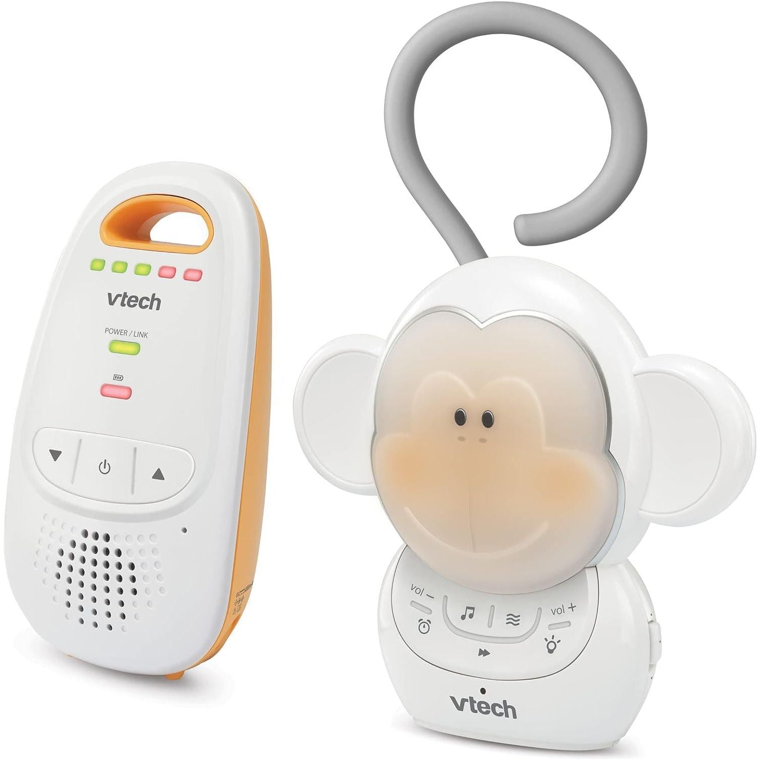 VTech DM1411 Audio Baby Monitor And Portable Soother Dual-Unit Rechargeable Battery, Long Range, Soft-Glow Night Light, Soothing Sounds And Lullabies, Digital Wireless Transmission, Sound Indicator,