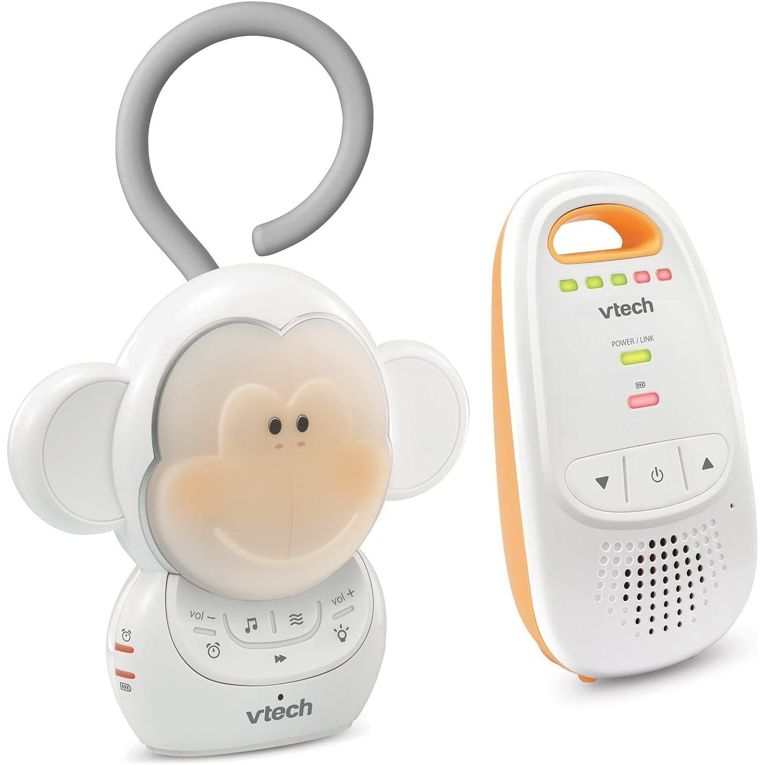 VTech DM1411 Audio Baby Monitor And Portable Soother Dual-Unit Rechargeable Battery, Long Range, Soft-Glow Night Light, Soothing Sounds And Lullabies, Digital Wireless Transmission, Sound Indicator,