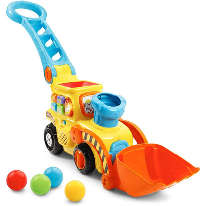 VTech Pop a Balls Push and Pop Bulldozer Yellow Toddler Toy with Rolling Balls for Ages 1 to 3