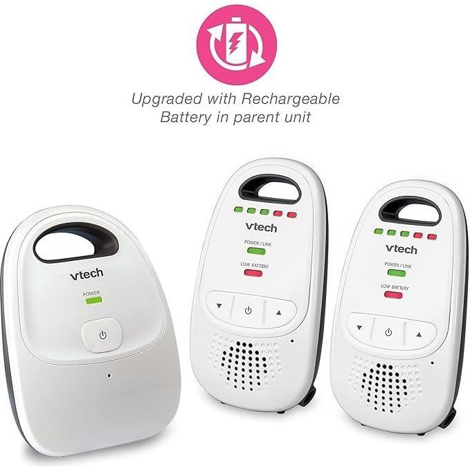 VTech Upgraded Baby Monitor With Rechargeable Battery, Long Range, Crystal-Clear Sound, And Alerts,