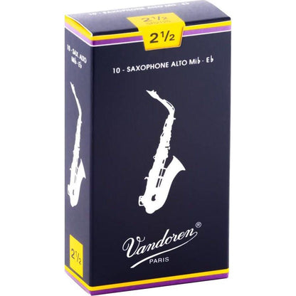 Vandoren SR2125 Alto Sax Traditional Reeds Strength 2.5; Box Of 10,