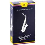 Vandoren SR212 Alto Sax Traditional Reeds Strength 2; Box Of 10,