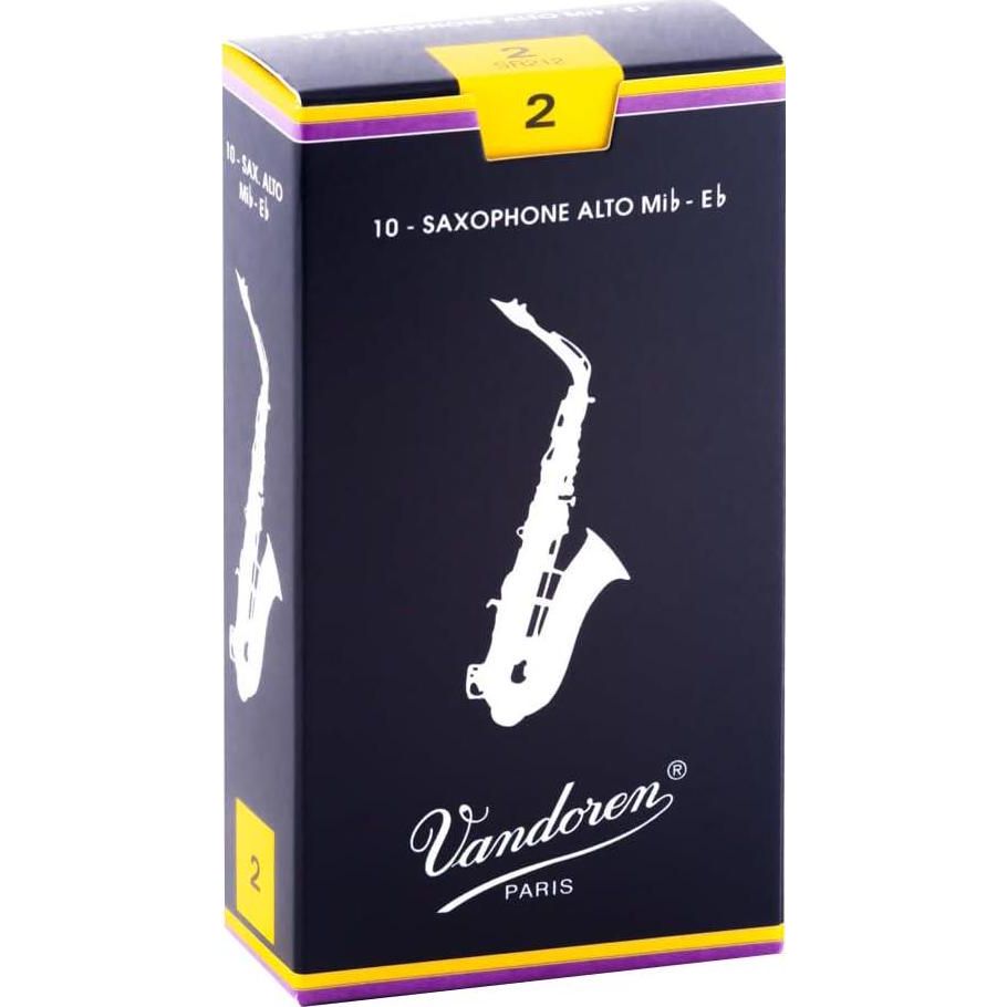 Vandoren SR212 Alto Sax Traditional Reeds Strength 2; Box Of 10,