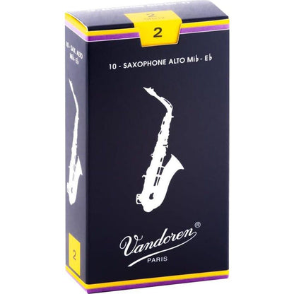 Vandoren SR212 Alto Sax Traditional Reeds Strength 2; Box Of 10,