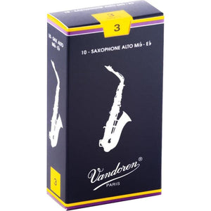 Vandoren SR213 Alto Sax Traditional Reeds Strength 3; Box Of 10,