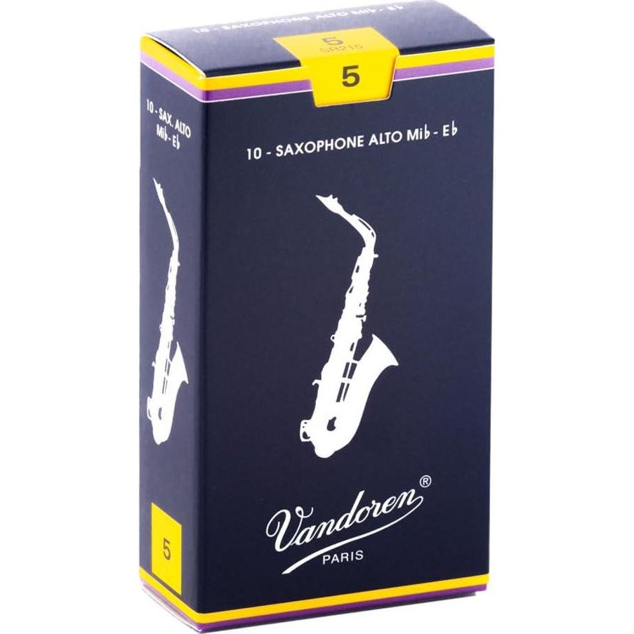 Vandoren SR215 Alto Sax Traditional Reeds Strength 5; Box Of 10,