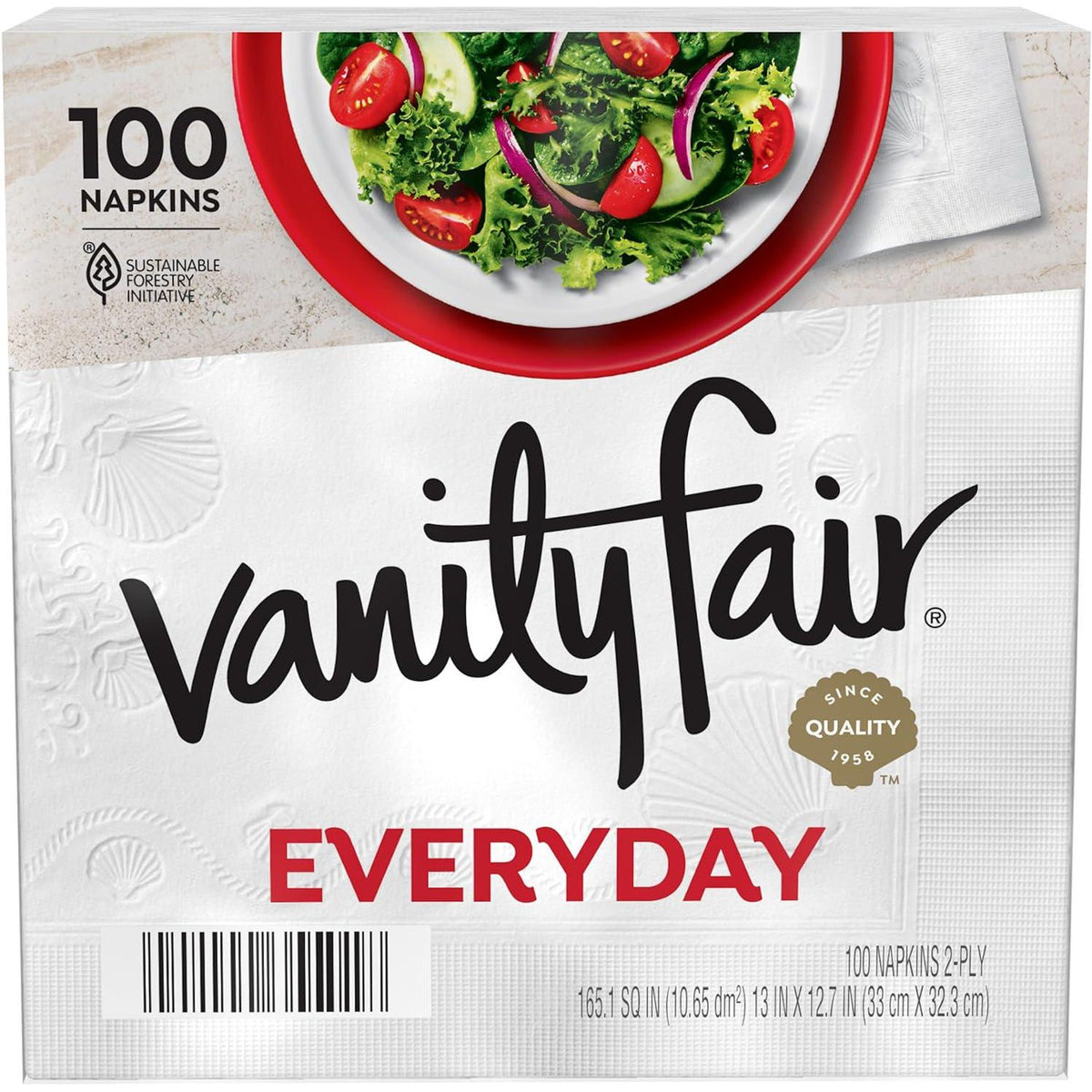 Vanity Fair Vanity Fair Everyday Paper Napkins, 100 Count, Disposable Napkins Made Soft And Smooth For Everyday Meals