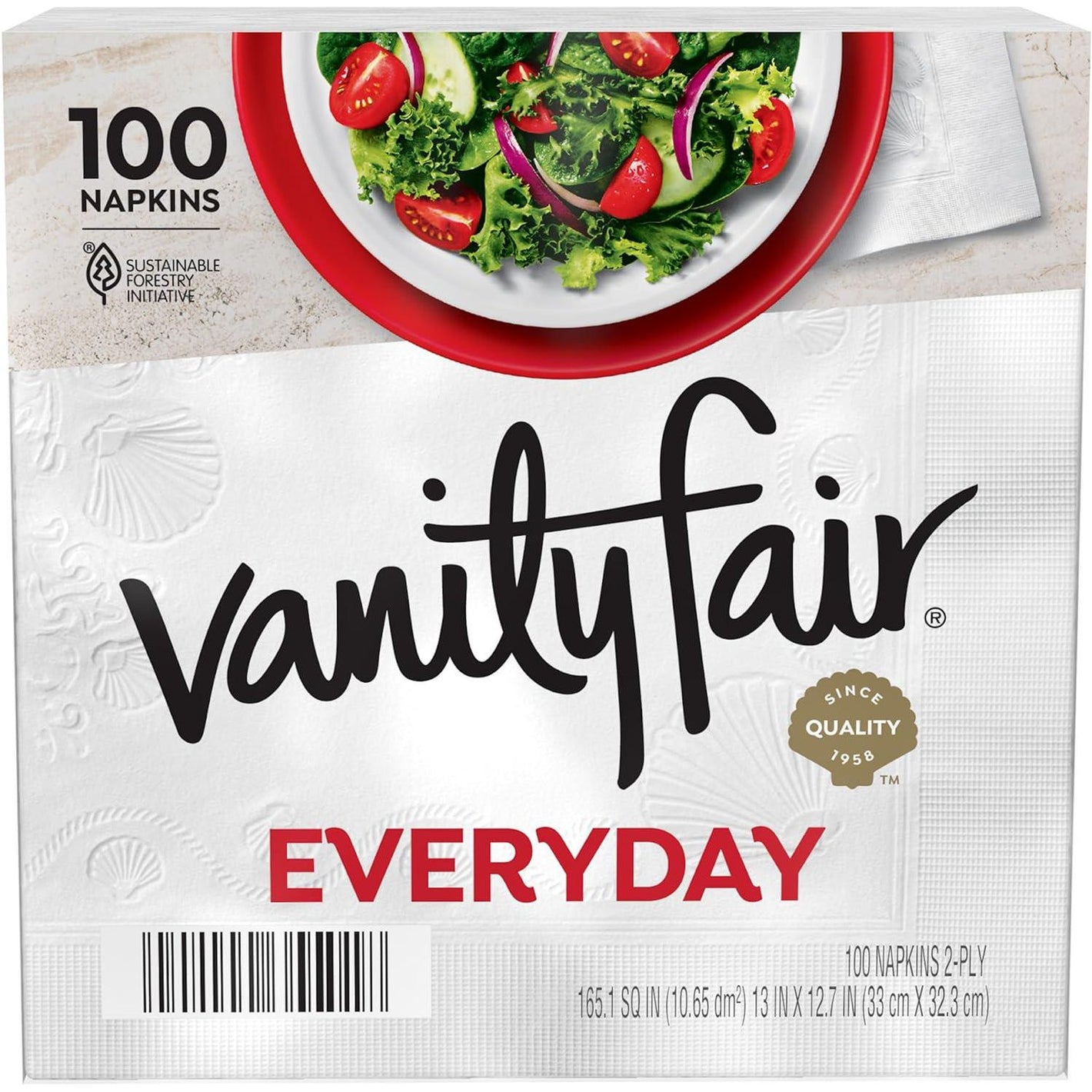 Vanity Fair Vanity Fair Everyday Paper Napkins, 100 Count, Disposable Napkins Made Soft And Smooth For Everyday Meals