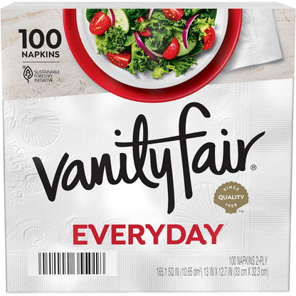 Vanity Fair Vanity Fair Everyday Paper Napkins, 100 Count, Disposable Napkins Made Soft And Smooth For Everyday Meals