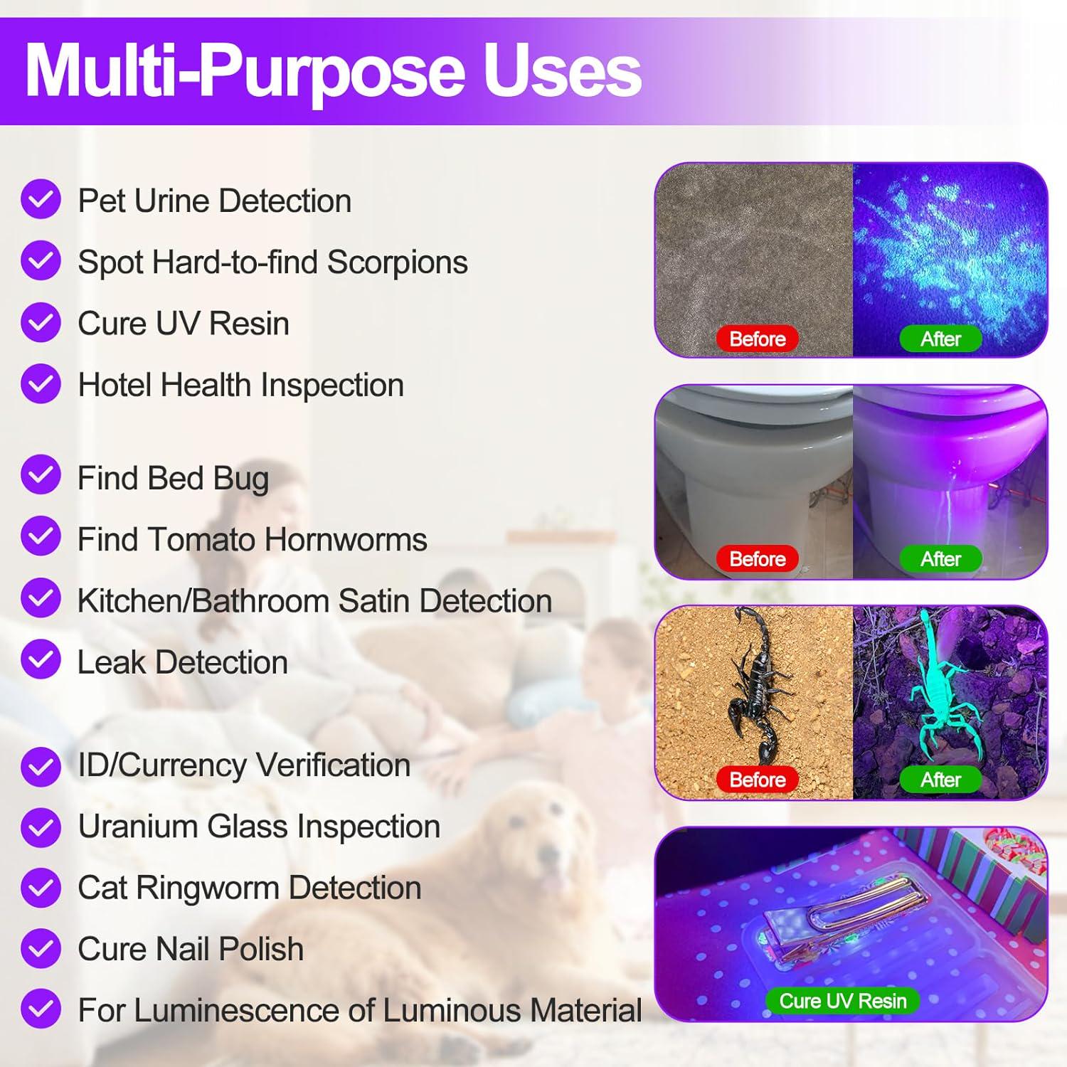 Vansky Black Light UV Flashlight Blacklight 12 LED Urine Detector For Dog/Cat/Pet Urine And Dry Stains And Bed Bug On Carpets/Rugs/Floor,Matching With Pet Odor Eliminator,