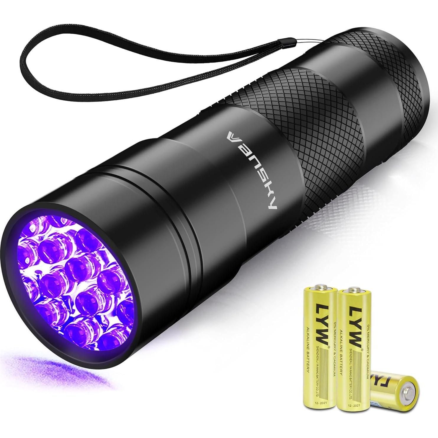 Vansky Black Light UV Flashlight Blacklight 12 LED Urine Detector For Dog/Cat/Pet Urine And Dry Stains And Bed Bug On Carpets/Rugs/Floor,Matching With Pet Odor Eliminator,