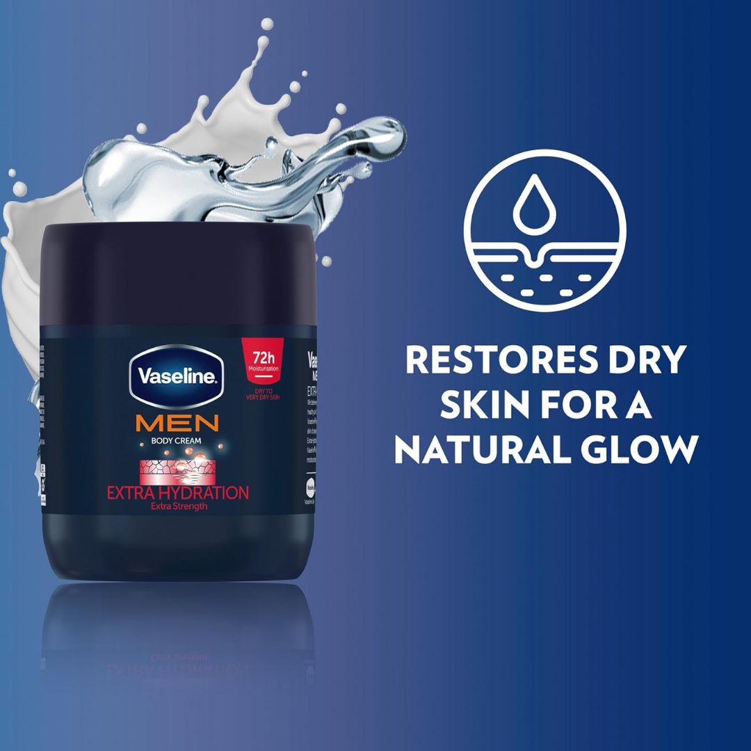 Vaseline Men Extra Hydration Extra Strength Body Cream 400ml,6001087370493