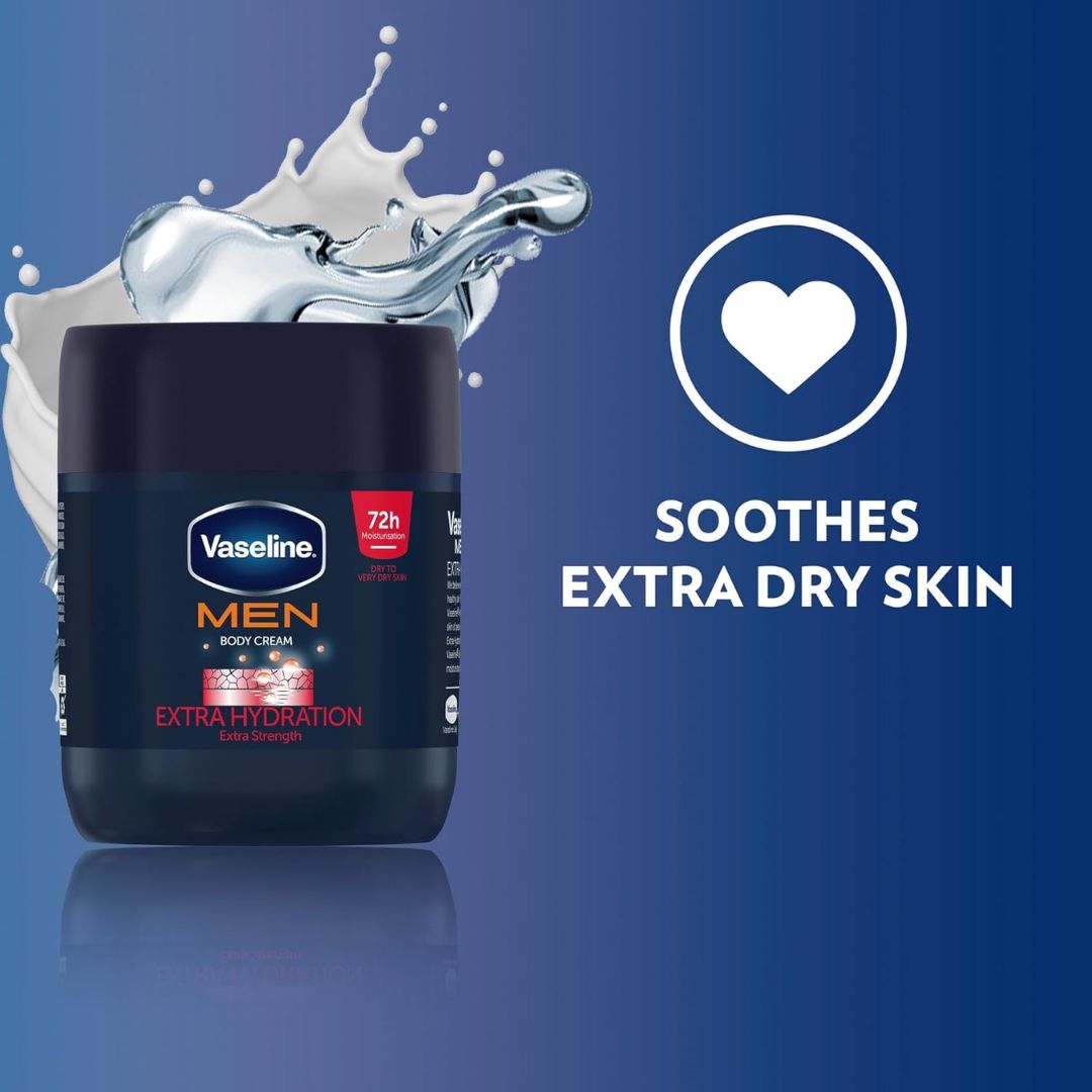 Vaseline Men Extra Hydration Extra Strength Body Cream 400ml,6001087370493