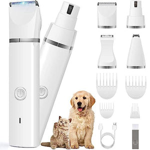 Veeconn Dog Clippers and Grooming Kit Rechargeable with Low Noise Nail Grinder