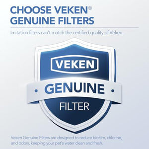 Veken Cat Water Fountain Filter Set Includes 16 Replacement Filters and 16 Pre Filter Sponges for Pet Fountains