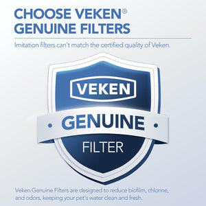 Veken Cat Water Fountain Filters 4-Pack + 4 Pre-Filter Sponges, Compatible with 50/84/95oz Pet Fountain