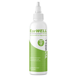 Vetwell Ear Cleaner Otic Rinse for Dogs and Cats Cucumber Melon 8 oz Bottle