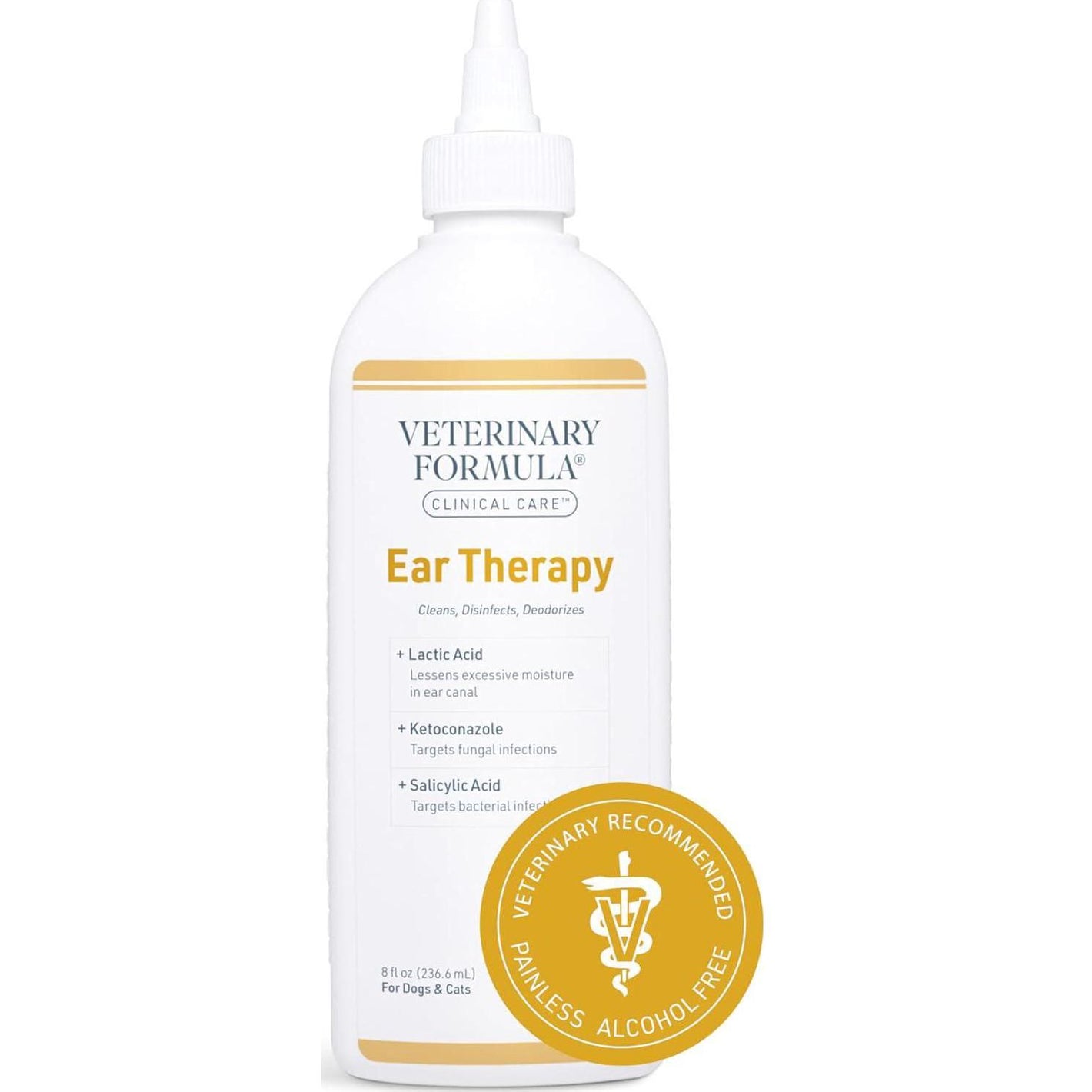 Veterinary Formula Ear Therapy for Dogs & Cats, 8 oz, Cleans Ears, Soothes Itch, Removes Buildup