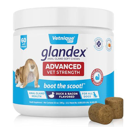 Vetnique Glandex Anal Gland Chews with Pumpkin for Dogs Digestive Support Duck Bacon 60 Count