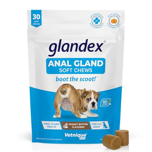 Vetnique Labs Glandex Soft Chews for Dogs, 30 Ct, Pumpkin, Probiotic Digestive Support, Boot the Scoot