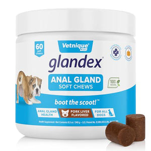 Vetnique Glandex Anal Gland Soft Chews, Digestive & Fiber Supplement for Dogs, Pork Liver, 60 Count