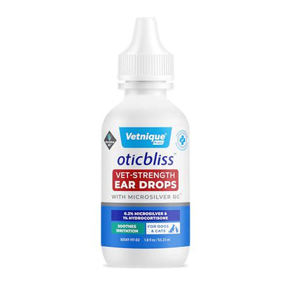 Vetnique OticBliss Cat and Dog Ear Drops with Hydrocortisone for Itchy Ears 1 oz