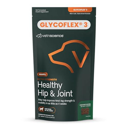 VetriScience GlycoFlex Joint Support Dog Chews, Extra Strength, 120 Ct, Glucosamine & Green Lipped Mussel