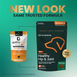 VetriScience GlycoFlex Joint Support Dog Chews, Extra Strength, 120 Ct, Glucosamine & Green Lipped Mussel