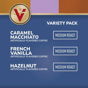 Victor Allen’s Coffee Variety Pack, French Vanilla, Caramel Macchiato & Hazelnut Flavors, 32 Count Single-Serve Pods for Keurig Brewers
