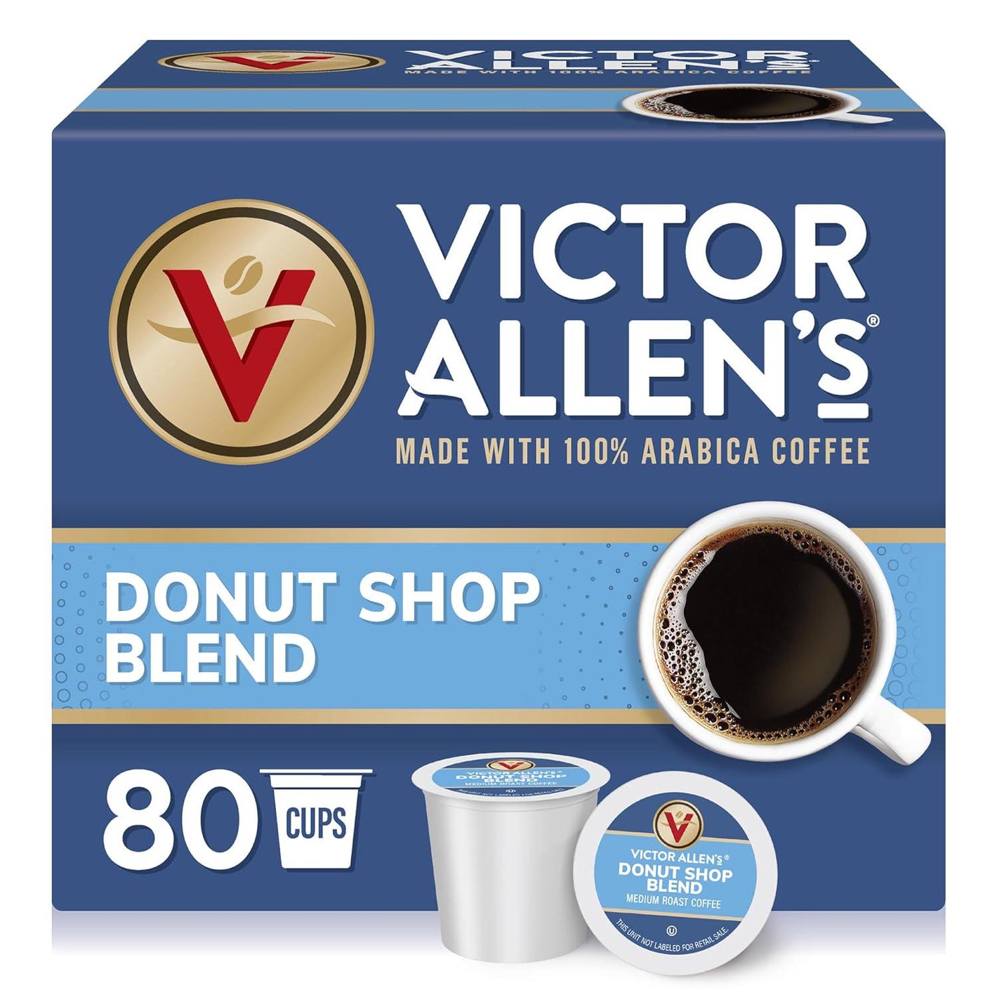 Victor Allen’s Coffee Donut Shop Blend Medium Roast, 80 Count, Single Serve Coffee Pods for Keurig K-Cup Brewers