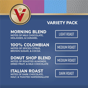 Victor Allen’s Coffee Variety Pack, Morning Blend, 100% Colombian, Donut Shop Blend, Italian Roast, 80 K-Cup Pods