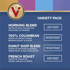 Victor Allen’s Coffee Variety Pack, Morning Blend, 100% Colombian, Donut Shop Blend & French Roast, 96 K-Cup Pods