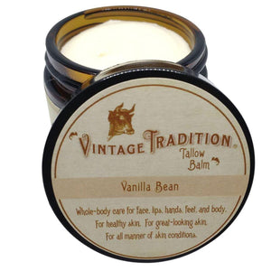 Vintage Tradition Beef Tallow All Purpose Balm Healing, Hydrating Mild Vanilla Skin Care Salve Replaces Body Lotion, Hand Cream, More Essential Oil, Olive Oil, And Grass-Fed Tallow, 2 Fl. Oz.,