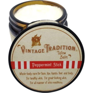 Vintage Tradition Beef Tallow All Purpose Balm Healing, Hydrating Peppermint Oil Skin Care Salve Replaces Body Lotion, Hand Cream, More Essential Oil, Olive Oil, And Grass-Fed Tallow, 2 Fl. Oz.,
