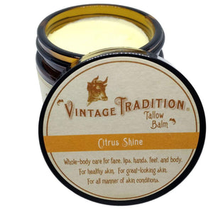 Vintage Tradition Beef Tallow All Purpose Balm Healing, Hydrating Citrus Oil Skin Care Salve Replaces Body Lotion, Hand Cream, More Essential Oil, Olive Oil, And Grass-Fed Tallow, 2 Fl. Oz.,