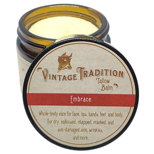Vintage Tradition Beef Tallow All Purpose Balm Healing, Hydrating Jasmine Oil Skin Care Salve Replaces Body Lotion, Hand Cream, More Essential Oil, Olive Oil, And Grass-Fed Tallow, 2 Fl. Oz.,
