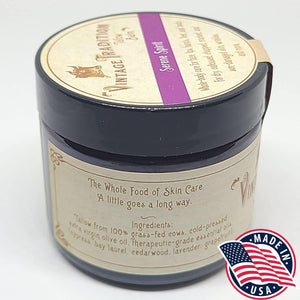 Vintage Tradition Beef Tallow All Purpose Balm Healing, Hydrating Fragrant Forest Skin Care Salve Replaces Body Lotion, Hand Cream, More Essential Oil, Olive Oil, And Grass-Fed Tallow, 2 Fl Oz.,