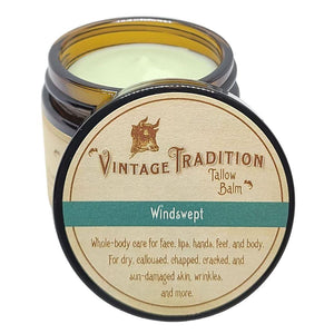 Vintage Tradition Beef Tallow All Purpose Balm Healing, Hydrating Weather-Protecting Skin Care Salve Replaces Body Lotion, Hand Cream, More Essential Oil, Olive Oil, And Grass-Fed Tallow, 2 Fl Oz.,