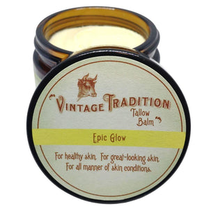 Vintage Tradition Epic Glow Beef Tallow Balm Glow Boosting Moisturizer With Lavender Oil, Myrrh Oil, Manuka Face Oil, And Fish Oils Beef Tallow For Skin Care From Head To Toe, 2 Fl. Oz.,