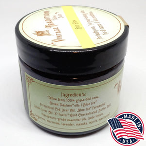 Vintage Tradition Epic Glow Beef Tallow Balm Glow Boosting Moisturizer With Lavender Oil, Myrrh Oil, Manuka Face Oil, And Fish Oils Beef Tallow For Skin Care From Head To Toe, 2 Fl. Oz.,