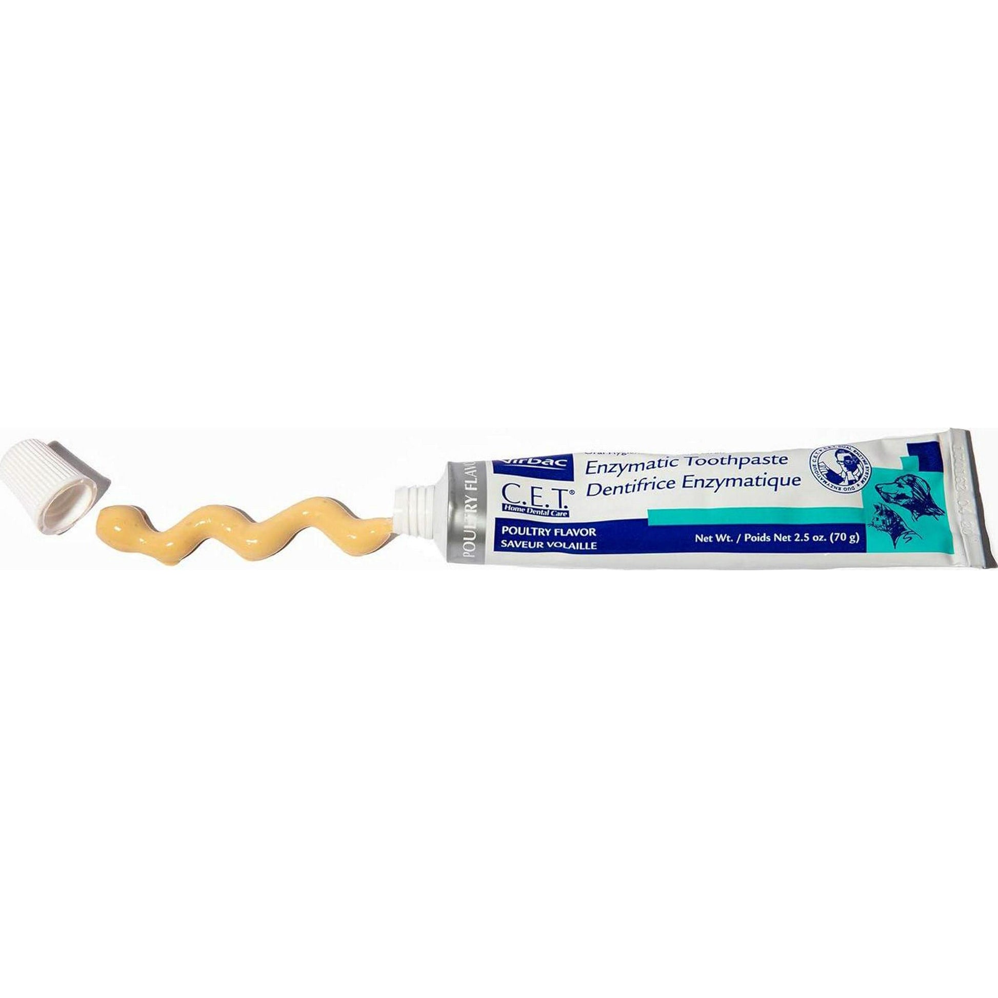 Virbac CET Enzymatic Toothpaste| Eliminates Bad Breath By Removing Plaque And Tartar Buildup | Best Pet Dental Care Toothpaste | Poultry Flavor, 2.5 Oz Tube,