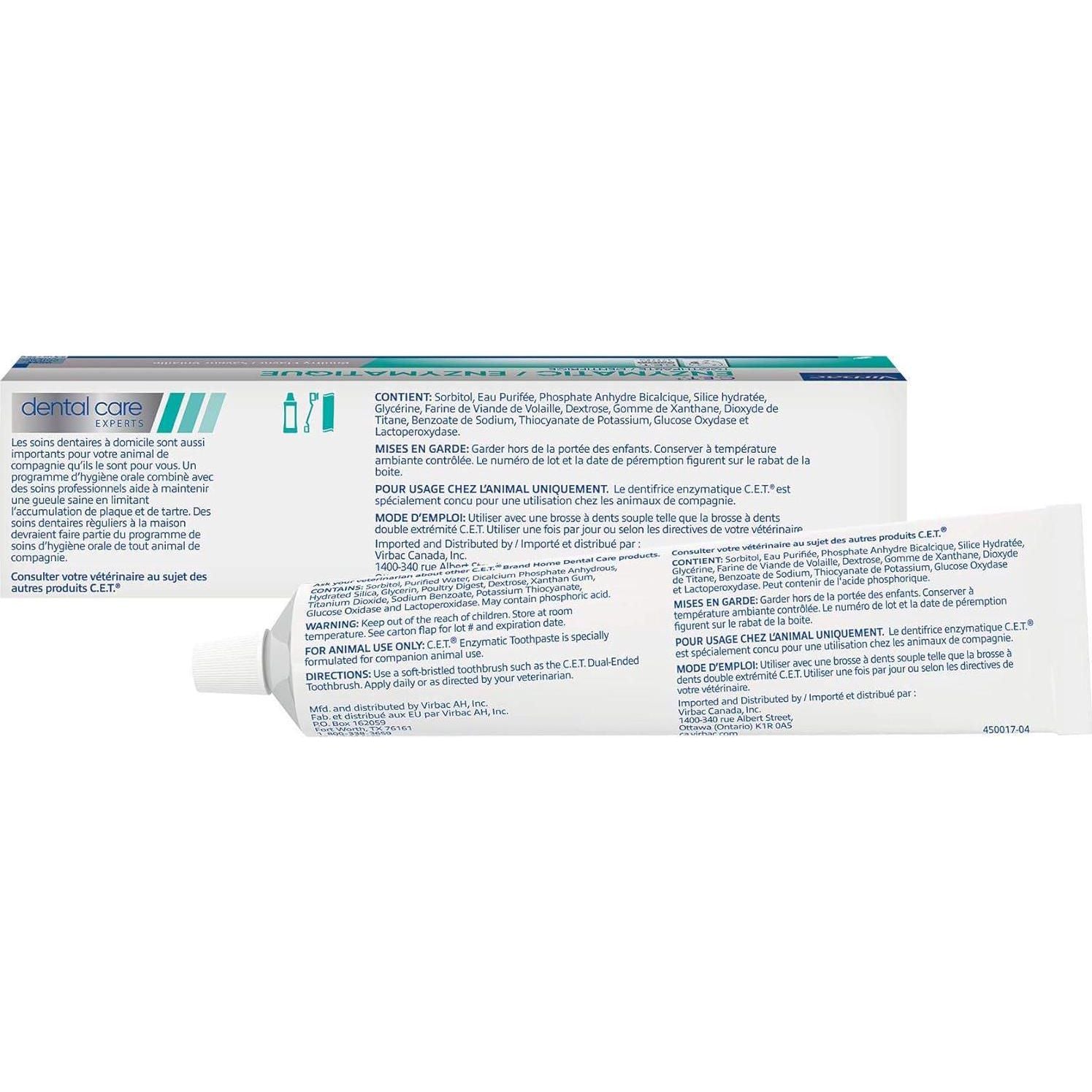 Virbac CET Enzymatic Toothpaste| Eliminates Bad Breath By Removing Plaque And Tartar Buildup | Best Pet Dental Care Toothpaste | Poultry Flavor, 2.5 Oz Tube,