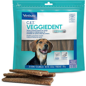 Virbac C.E.T. VeggieDent FR3SH Tartar Control Chews for Medium Dogs Pack of 30