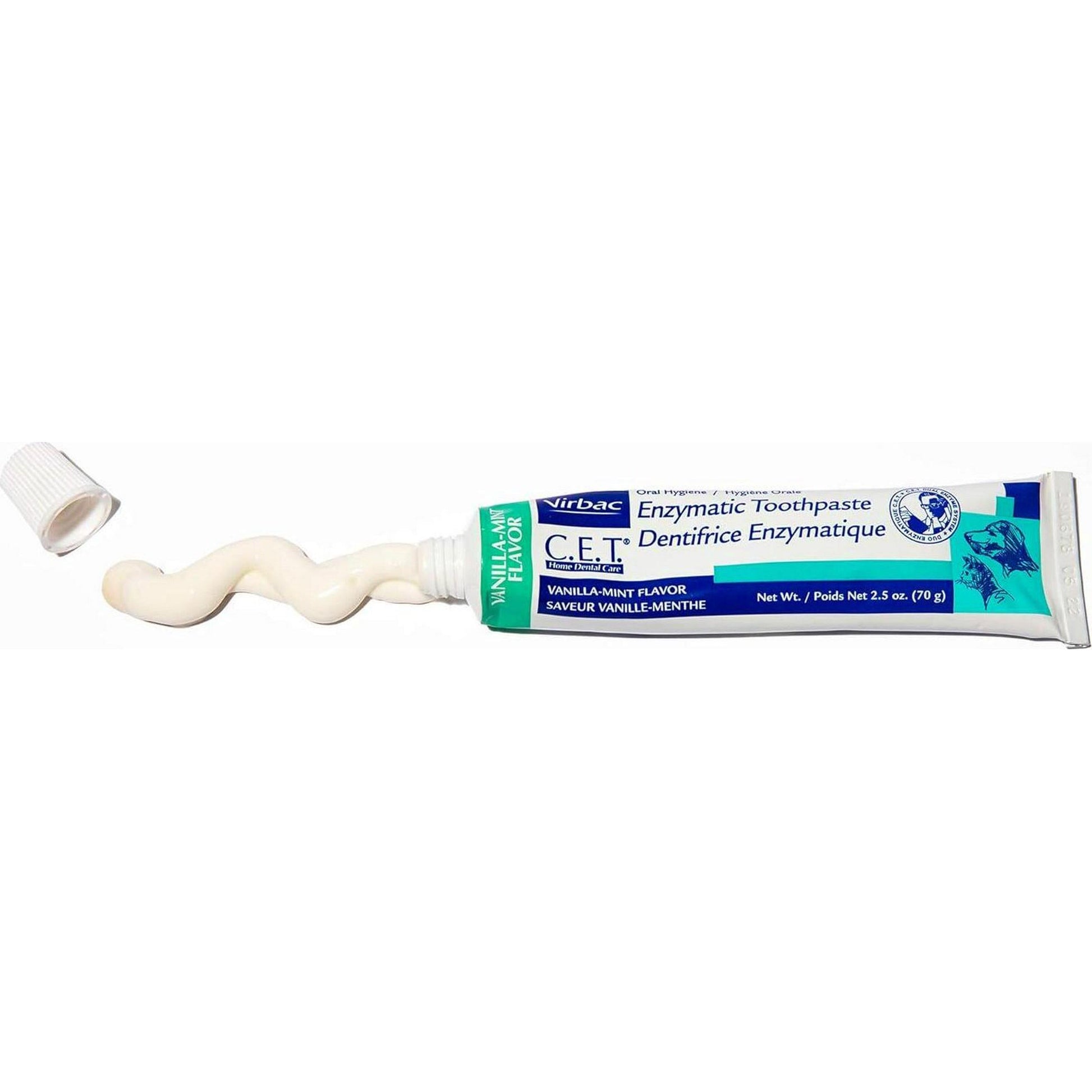 Virbac C.E.T. Enzymatic Toothpaste Eliminates Bad Breath By Removing Plaque And Tartar Buildup Best Pet Dental Care Toothpaste Vanilla Mint Flavor 2.5 Oz Tube,