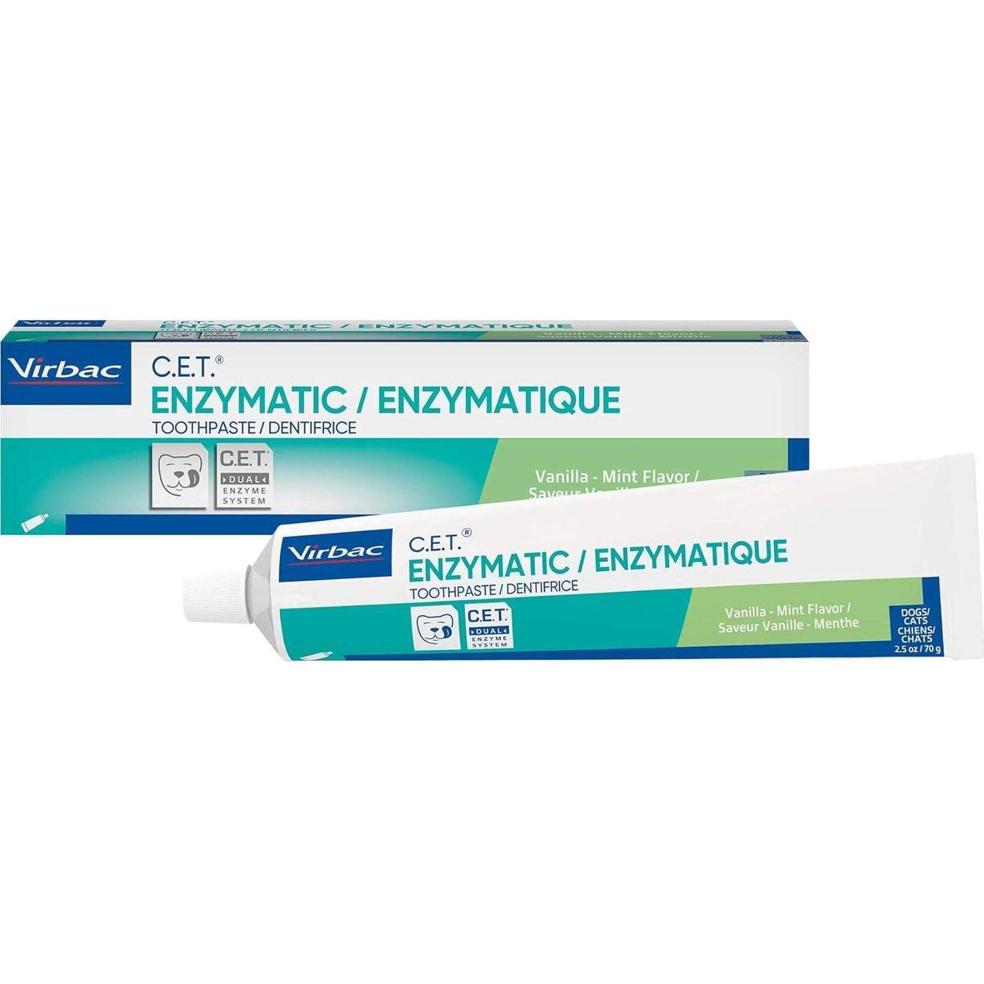 Virbac C.E.T. Enzymatic Toothpaste Eliminates Bad Breath By Removing Plaque And Tartar Buildup Best Pet Dental Care Toothpaste Vanilla Mint Flavor 2.5 Oz Tube,