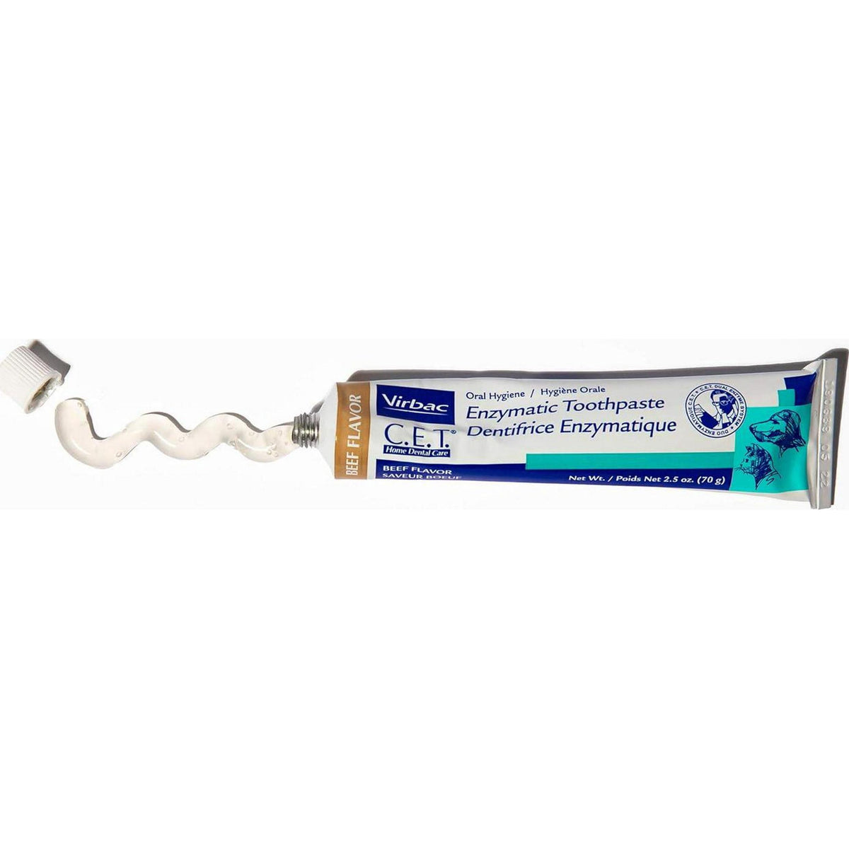 Virbac C.E.T. Enzymatic Toothpaste Eliminates Bad Breath By Removing Plaque And Tartar Buildup Best Pet Dental Care Toothpaste Beef Flavor 2.5 Oz Tube (Color Varies),