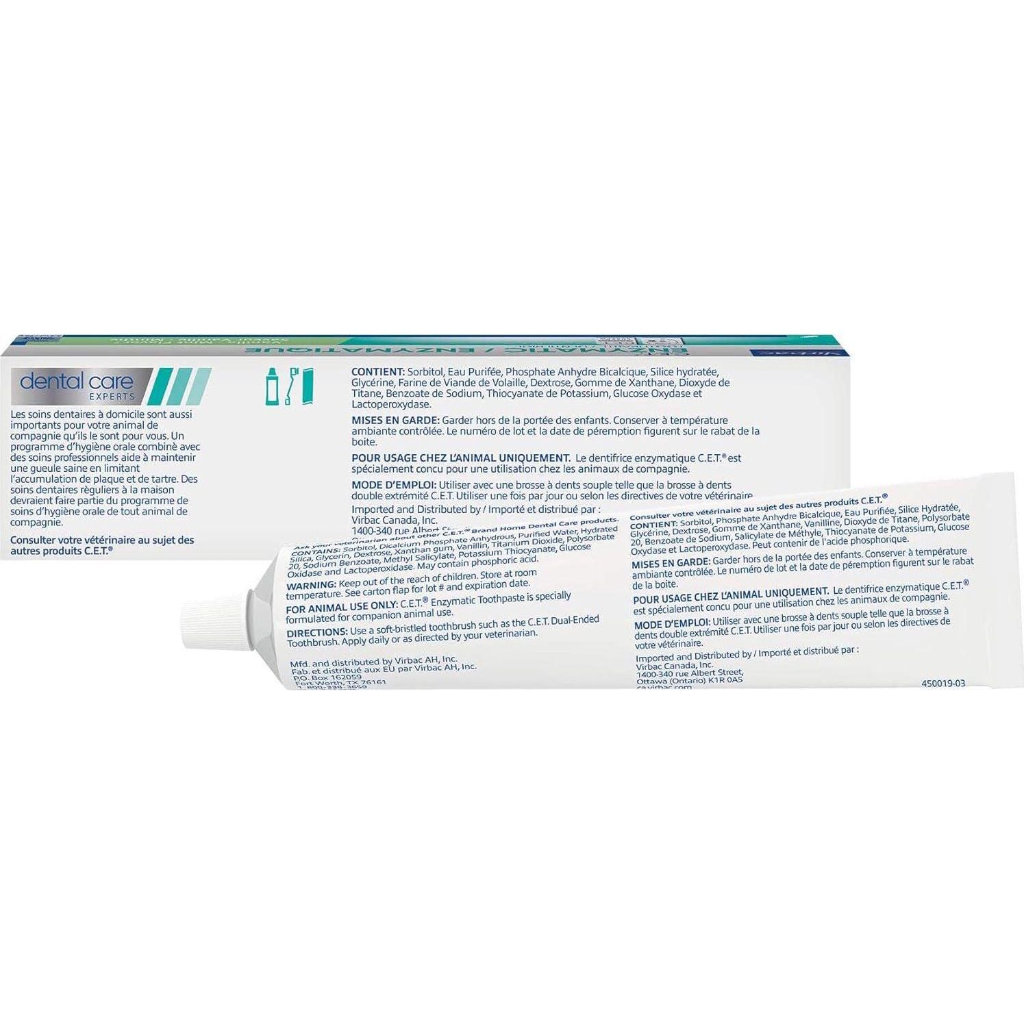 Virbac C.E.T. Enzymatic Toothpaste Eliminates Bad Breath By Removing Plaque And Tartar Buildup Best Pet Dental Care Toothpaste Vanilla Mint Flavor 2.5 Oz Tube,