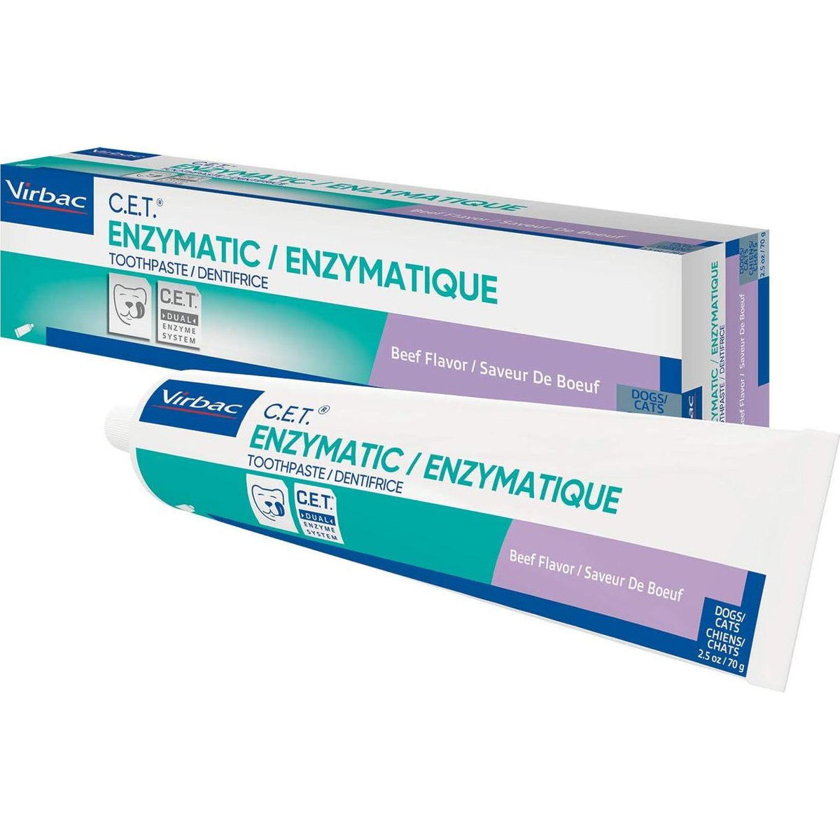 Virbac C.E.T. Enzymatic Toothpaste Eliminates Bad Breath By Removing Plaque And Tartar Buildup Best Pet Dental Care Toothpaste Beef Flavor 2.5 Oz Tube (Color Varies),